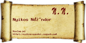 Nyikos Nándor névjegykártya